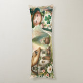 Cottage Leprechaun Patchwork-Quilt-Szene Seitenschläferkissen (Rückseite (Vertikal))