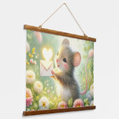 Cottage Mouse Love Letter Meadow Wandteppich Mit Holzrahmen (Gewinkelt)