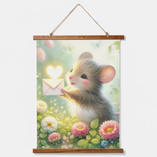Cottage Mouse Love Letter Meadow Wandteppich Mit Holzrahmen (Vorderseite)