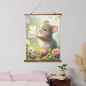 Cottage Mouse Love Letter Meadow Wandteppich Mit Holzrahmen (Schlafzimmer)