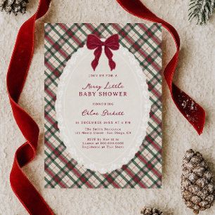 Cottage Plaid Merry Little Baby Shower Einladung