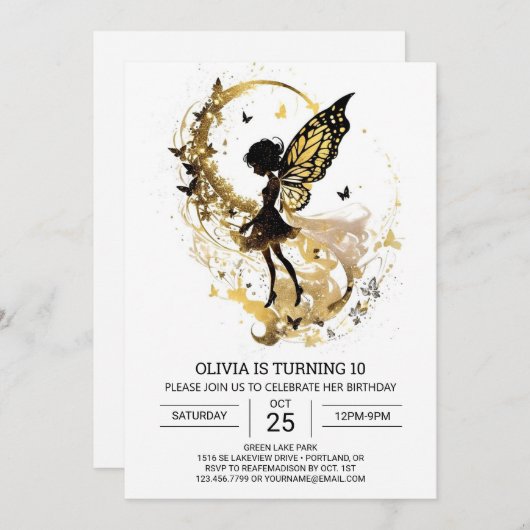 Cottage Princess Fairy Birthday Charm Einladung (Vorne/Hinten)