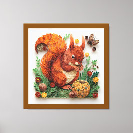 Cottage Quilling effect Red Squirrel in Autumn Leinwanddruck
