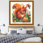 Cottage Quilling effect Red Squirrel in Autumn Leinwanddruck (Insitu (Schlafzimmer))