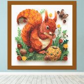 Cottage Quilling effect Red Squirrel in Autumn Leinwanddruck (Insitu (Holzboden))