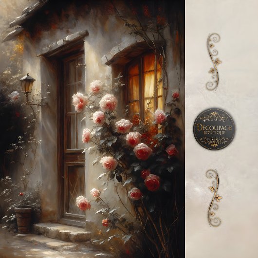 Cottage Rose Entrance Decoupage Seidenpapier