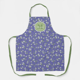 Cottage Style Periwinkle Floral Daisies Monogram Schürze