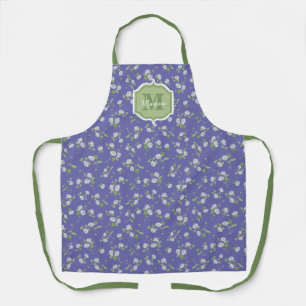 Cottage Style Periwinkle Floral Daisies Monogram Schürze