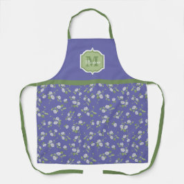 Cottage Style Periwinkle Floral Daisies Monogram Schürze