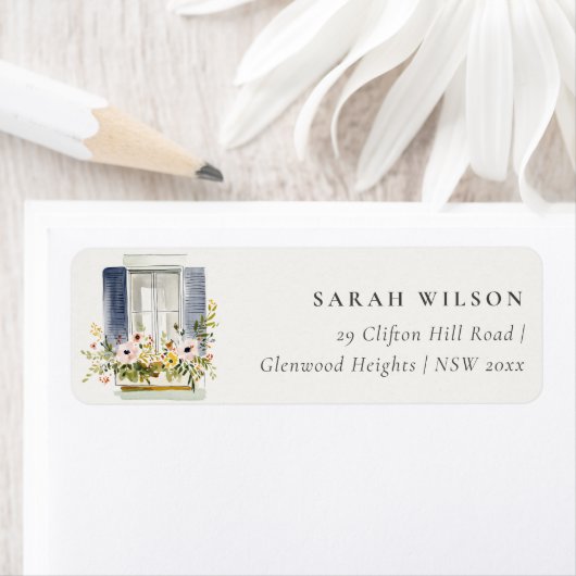 Cottage Vintage Floral Window Moved Address (Insitu)