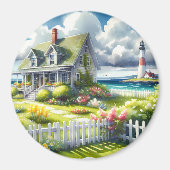 Cottage With View Of The Lighthouse Magnet (Vorne)