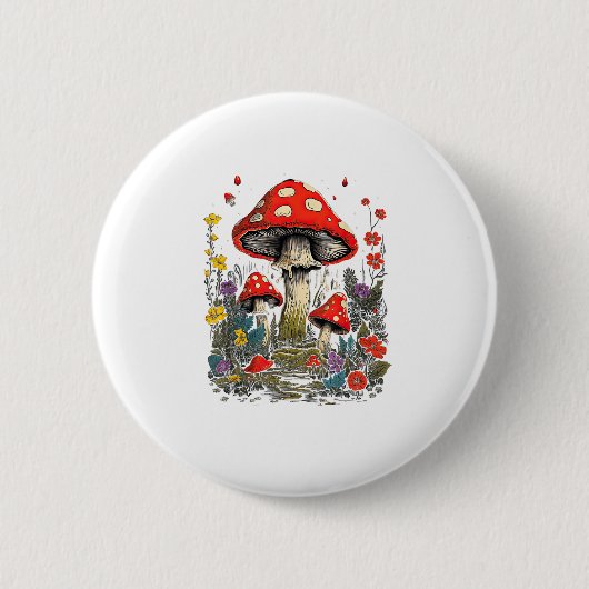 Cottagecore Aesthetic Mushroom Goblincore Minimal  Button (Vorderseite)