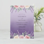 Cottagecore-Amethyst-Wisteria-Hochzeit Einladung (Stehend Vorderseite)
