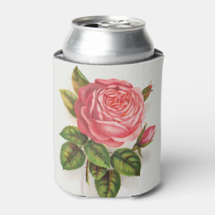 Cottagecore Antike Pink-Rose Blumenillustration Dosenkühler