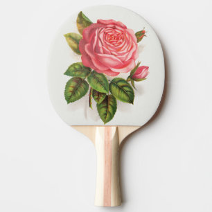Cottagecore Antike Pink-Rosen-Blumenillustration Tischtennis Schläger