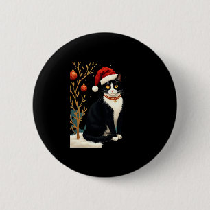 Cottagecore Anzugkatze Lustiges Weihnachts-Ästheti Button