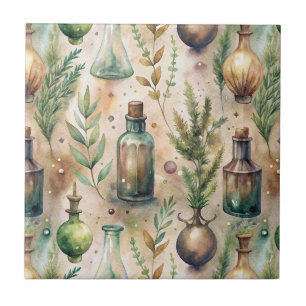 Cottagecore-Apothekerflaschen Botanisch Fliese