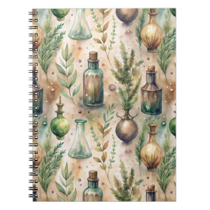 Cottagecore-Apothekerflaschen Botanisch Notizblock