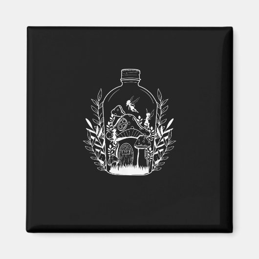 Cottagecore-Ästhetik-Flaschenpilzhaus-Fee Magnet (Vorne)