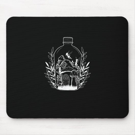 Cottagecore-Ästhetik-Flaschenpilzhaus-Fee Mousepad (Vorne)