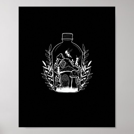 Cottagecore-Ästhetik-Flaschenpilzhaus-Fee Poster (Vorne)