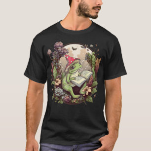 Cottagecore-Ästhetik-Frosch liest Buch Pilz H T-Shirt