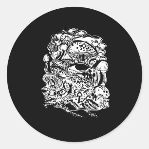Cottagecore-Ästhetik-Frosch-Pilz-Goblincore-Cre Runder Aufkleber