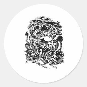 Cottagecore-Ästhetik-Frosch-Pilz-Goblincore-Kunst Runder Aufkleber