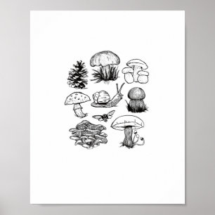 Cottagecore-Ästhetik Goblincore Pilz Schnecke Poster