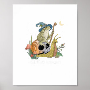 Cottagecore-Ästhetik-Hexenfrosch-Schnecke-Pilz-Geh Poster
