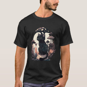 Cottagecore-Ästhetik-Katze mit Pilzhut Morcheln T-Shirt