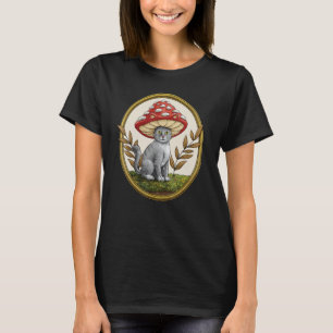 Cottagecore-Ästhetik-Katze mit Pilzhut Pilz T-Shirt