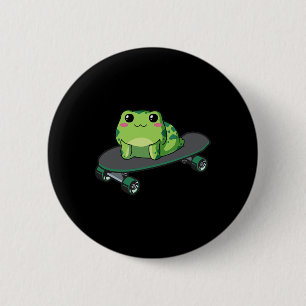 Cottagecore-Ästhetik-Kawaii-Skateboarding-Frosch-S Button