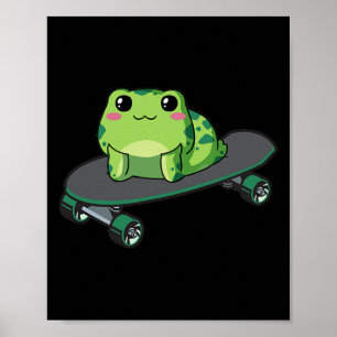 Cottagecore-Ästhetik Kawaii Skateboarding Frosch S Poster