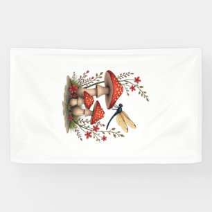 Cottagecore-Ästhetik Libelle Pilz Witchy Fl Banner