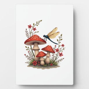 Cottagecore-Ästhetik-Libelle-Pilz-Witchy-Fl Fotoplatte