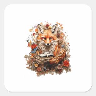Cottagecore-Ästhetik mit Buch Cute Goblincore Quadratischer Aufkleber
