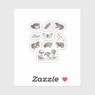 Cottagecore-Ästhetik-Pilz-Akademie-Frosch-Gobli Aufkleber