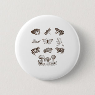 Cottagecore-Ästhetik-Pilz-Akademie-Frosch-Gobli Button