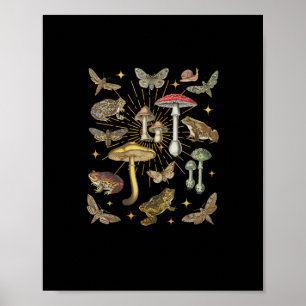 Cottagecore-Ästhetik Pilz Frosch Schmetterling Gob Poster
