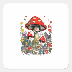 Cottagecore-Ästhetik-Pilz-Goblincore-Minimal  Quadratischer Aufkleber