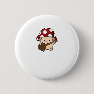 Cottagecore-Ästhetik Süßer Pilz Banjo spielend Button