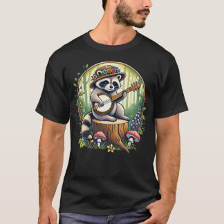 Cottagecore-Ästhetik Waschbär spielt Banjo T-Shirt