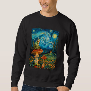 CottageCore Ästhetischer Frosch Pilz Sternennacht  Sweatshirt