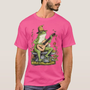 Cottagecore Ästhetischer Frosch Spielen Banjo Gita T-Shirt