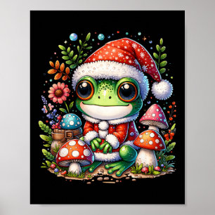 CottageCore Ästhetischer Frosch Weihnachtsmuschel  Poster