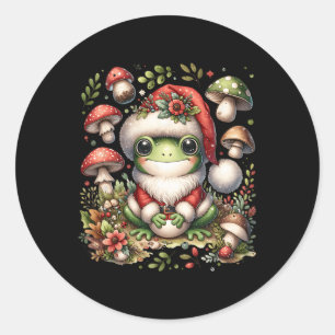 CottageCore Ästhetischer Frosch Weihnachtsmuschel Runder Aufkleber