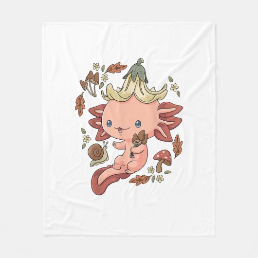 Cottagecore Axolotl Aestethic Mushrooms Cute Gobli Fleecedecke (Vorderseite)