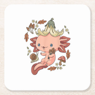 Cottagecore Axolotl Ästhetik Pilze Niedlich Goblin Rechteckiger Pappuntersetzer