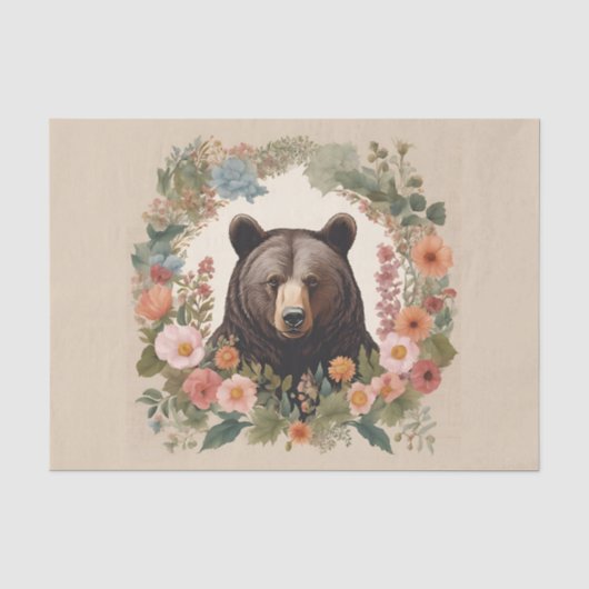 Cottagecore-Bär-Decoupage Seidenpapier (Vorderseite)